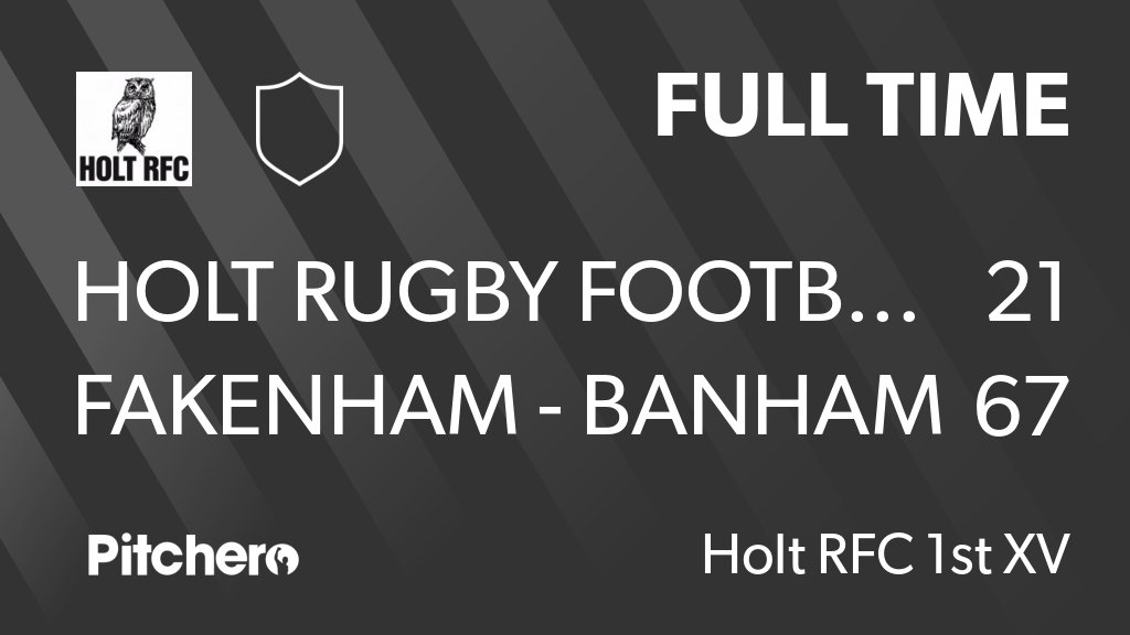 HoltRFC's tweet photo. FULL TIME: Holt Rugby Football Club 21 - 67 Fakenham - Banham Cup
#HOLFAK #Pitchero
https://t.co/PYrQ37lz0Z https://t.co/GIHB03IfWw