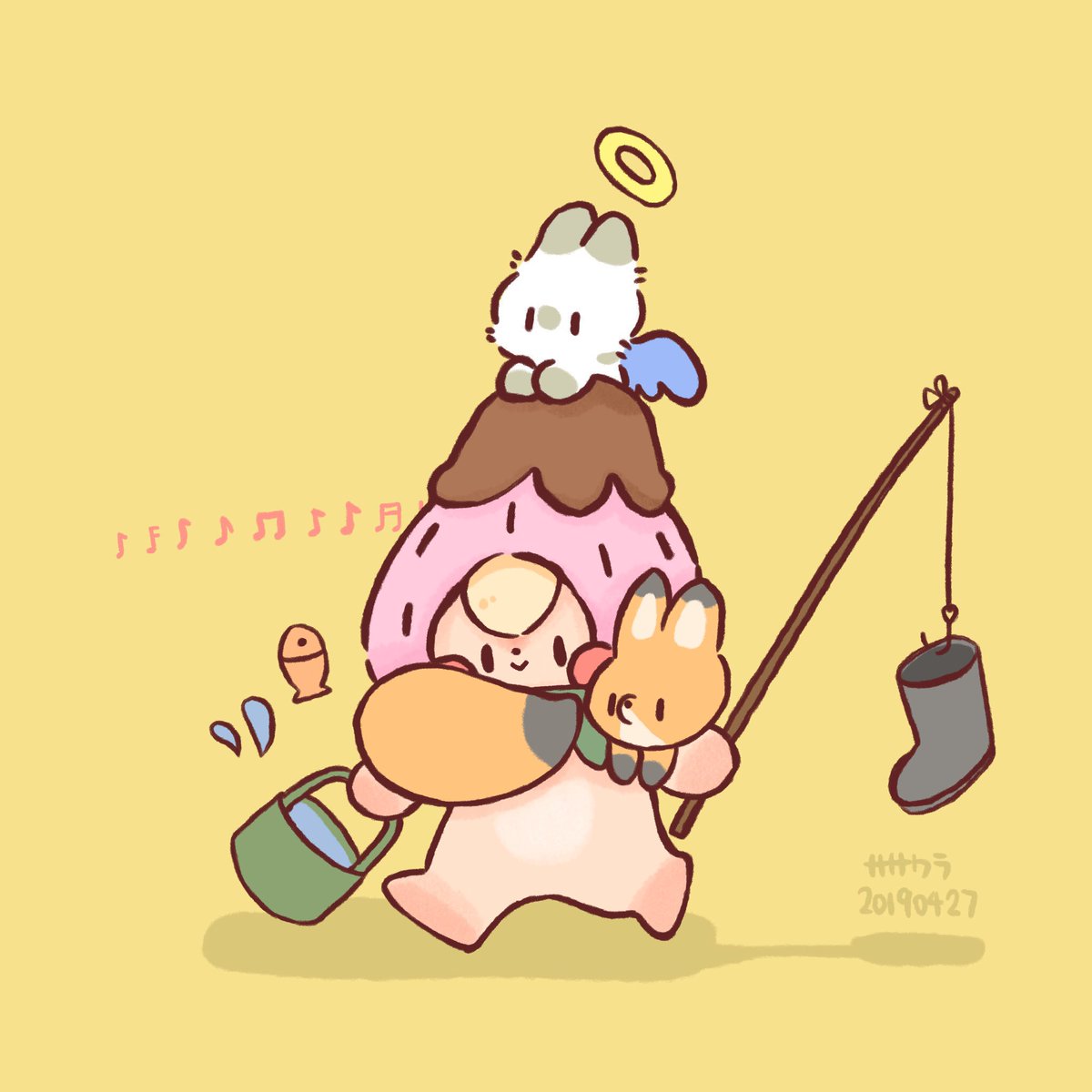 ササクラ A Twitter 釣りに行こう イラスト 絵 絵描き かわいい いちご うさぎ キツネ メーとスズメの友達 ササクラ A Twitter 釣りに行こう イラスト 絵 絵描き かわいい いちご うさぎ キツネ メーとスズメの友達