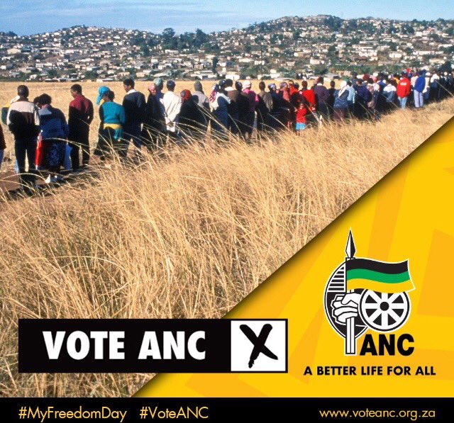 Thabeele's tweet photo. The very first dignified democratic vote which South Africans undertook in 1994. We remember this day as it paved the way for a new Democracy

🖤💚💛
#ANCFreedomDay
#MyFreedomDay
#Democracy25
#VoteANC https://t.co/5c8CWIK52y