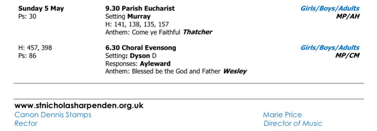 StNicsChoirHarp's tweet photo. It week off for St Nicholas Choirs this Sunday but we will be back rehearsing on Thursday and Friday and singing at the 9.30 Eucharist and 6.30 Choral Evensong next Sunday 5 May.  @alex_n_hall @ziamarieprice @cdmusak https://t.co/ls9xUdMeQS