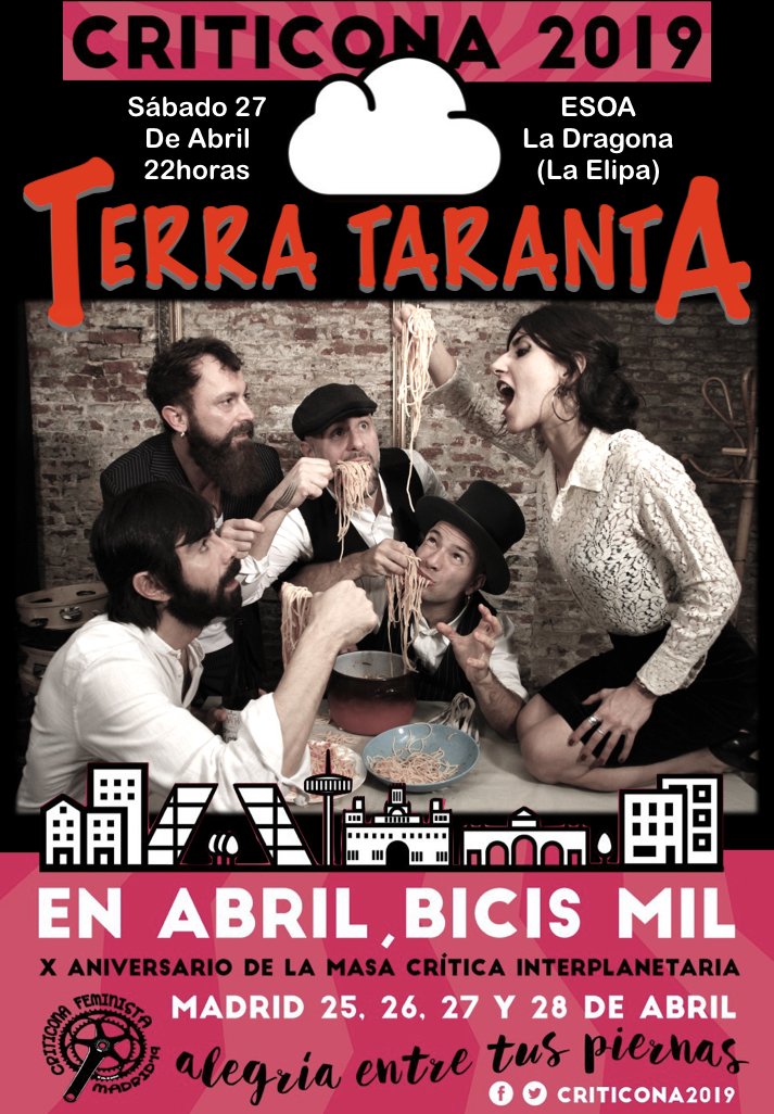 terrataranta's tweet photo. Esta tarde pásate por La Dragona para apoyar la movilidad sostenible y disfrutar de la Tarantella Italiana de Terra Taranta. https://t.co/uvbY0qAUU9