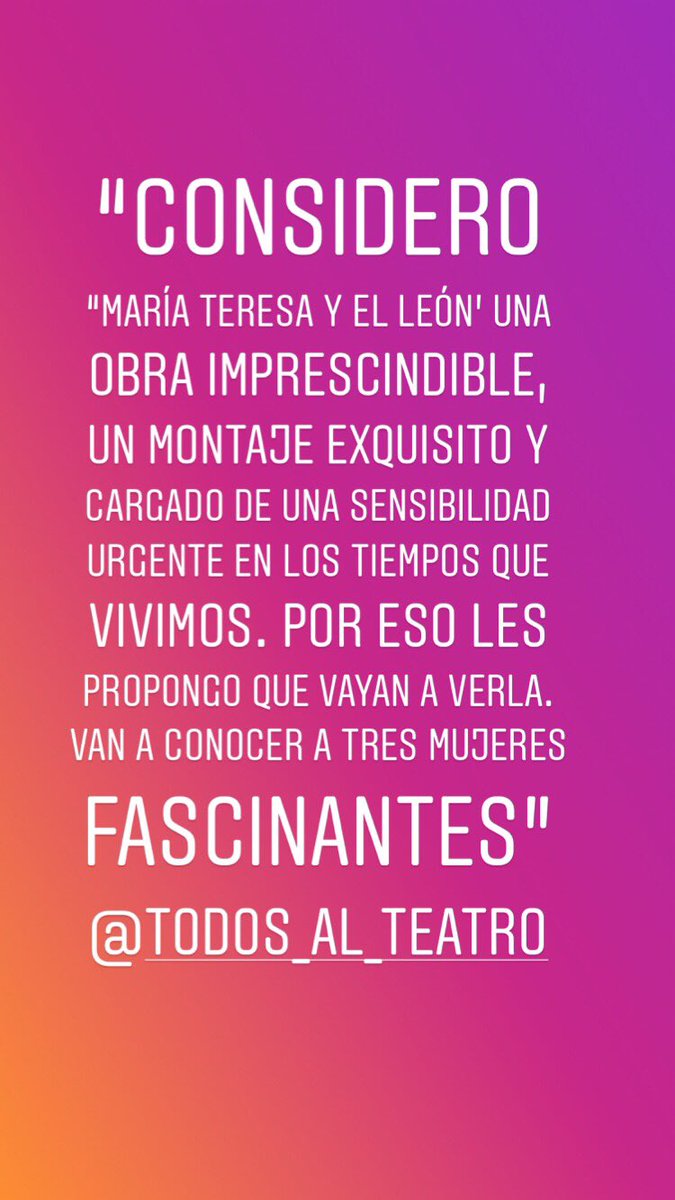 SusanaHornos's tweet photo. #hoy en @CNCMirador 5 últimas funciones. María Teresa y el león dir @CarolinnaRoman escenografía @AAmeloni música @pelayoale iluminación #manuelfuster https://t.co/eGsyn5YLED