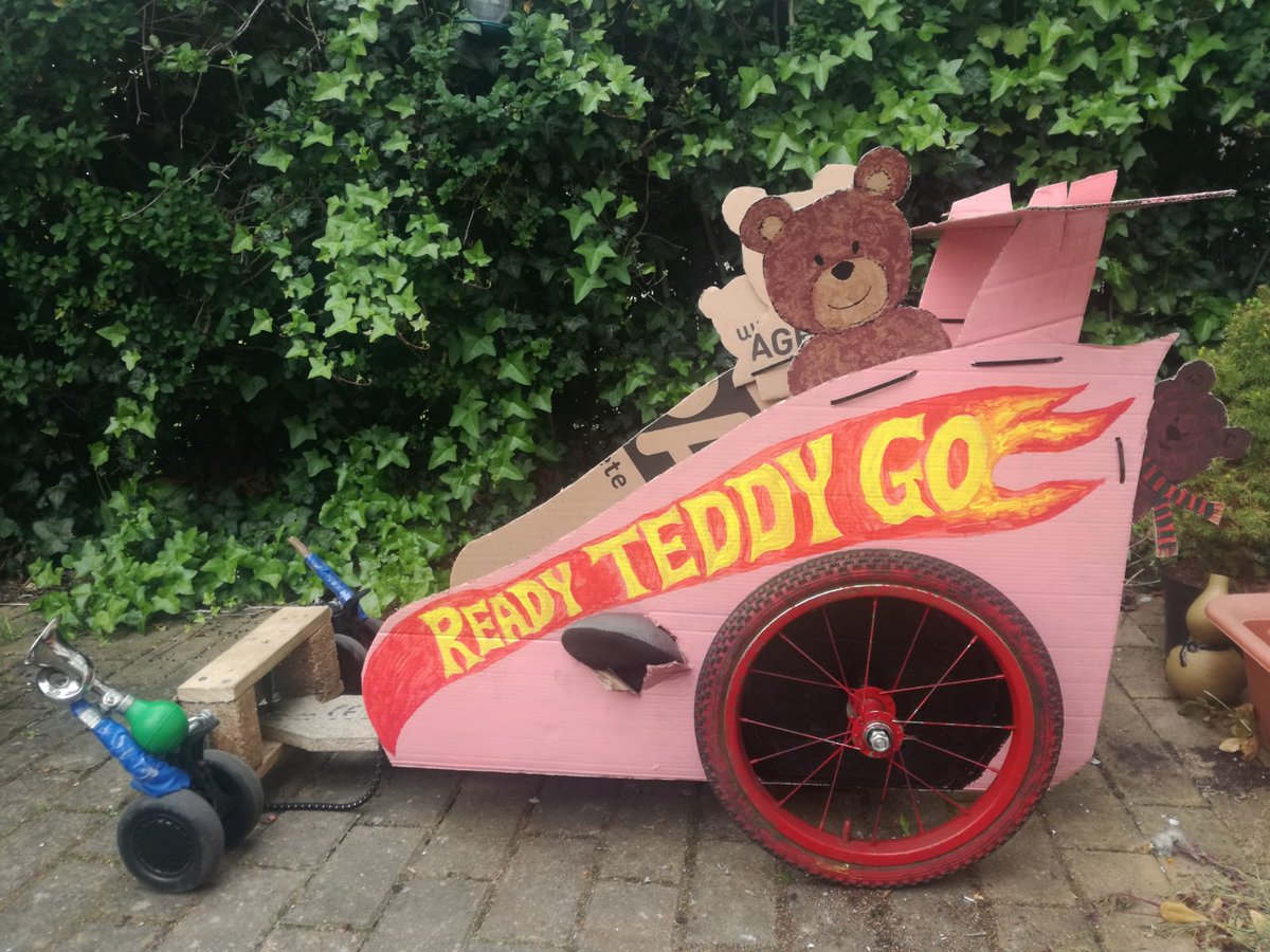 Sarah_JayneHunt's tweet photo. This is the first mechanical thing I have ever made and I will be racing it down my local hill in the Telegraph Hill Soap Box Derby on May 6th! Despite its looks, no children were involved in the making of this car! #THfest #teddies #soapbox https://t.co/utagdJKYJB https://t.co/pCpx7KJ4wJ