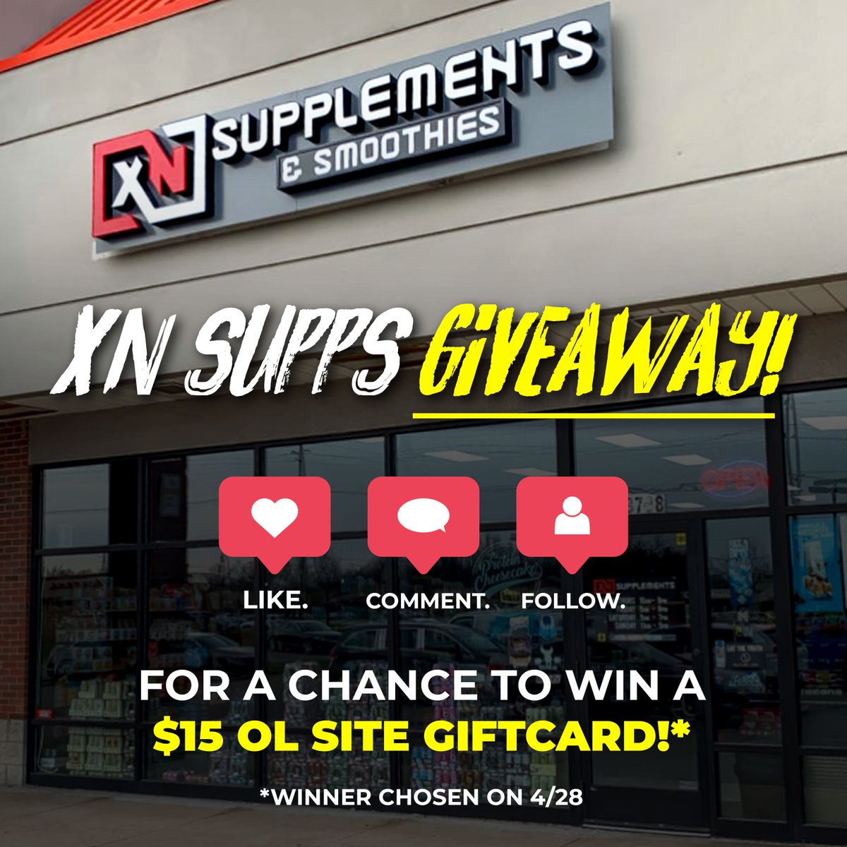 🙌We Out Here <a href="/xnsupps/">XN Supplements</a> !! In #Celebration We Are Doing A 1 Day Giftcard Giveaway🤑
.
📲| Follow Both <a href="/Olympus_labs/">Olympus Labs</a> &amp; <a href="/Xnsupps/">XN Supplements</a>
👉| Like This Post
💬| Comment: XnSupps Rocks!
.
🥇Winner Will Be Chosen 4/28. #GoodLuck #OlympusLabs #Supplements #Xnsupps #Family #Partners #Olhero