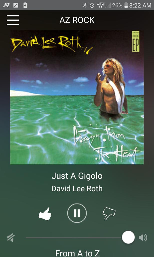 Estoy escuchando Just A Gigolo de David Lee Roth por AZ Rock Radio. Happy Bday 2 Me! 