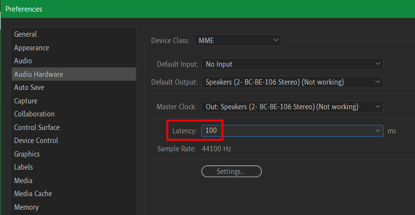 reyhugotoby's tweet photo. @Pigicial @Sk1er_ @AdobeCare I had a stuttering problem with premiere for some reason just coming out of nowhere on some random day, fixed it by slowing down the latency of the audio. Might work for you idk https://t.co/JBH0IohWxF