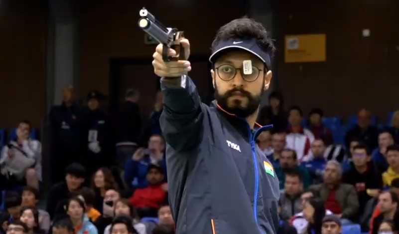 Ra_THORe's tweet photo. Abhishek Verma shoots GOLD for INDIA! 

What. A. Champion. Abhishek Verma goes for GOLD in men's 10m Air Pistol event at his first @ISSF_shooting World Cup final! India secures yet another berth for #Tokyo2020!

Great to see good news pouring in amidst hectic election prep! https://t.co/Dtn4gnvTFu