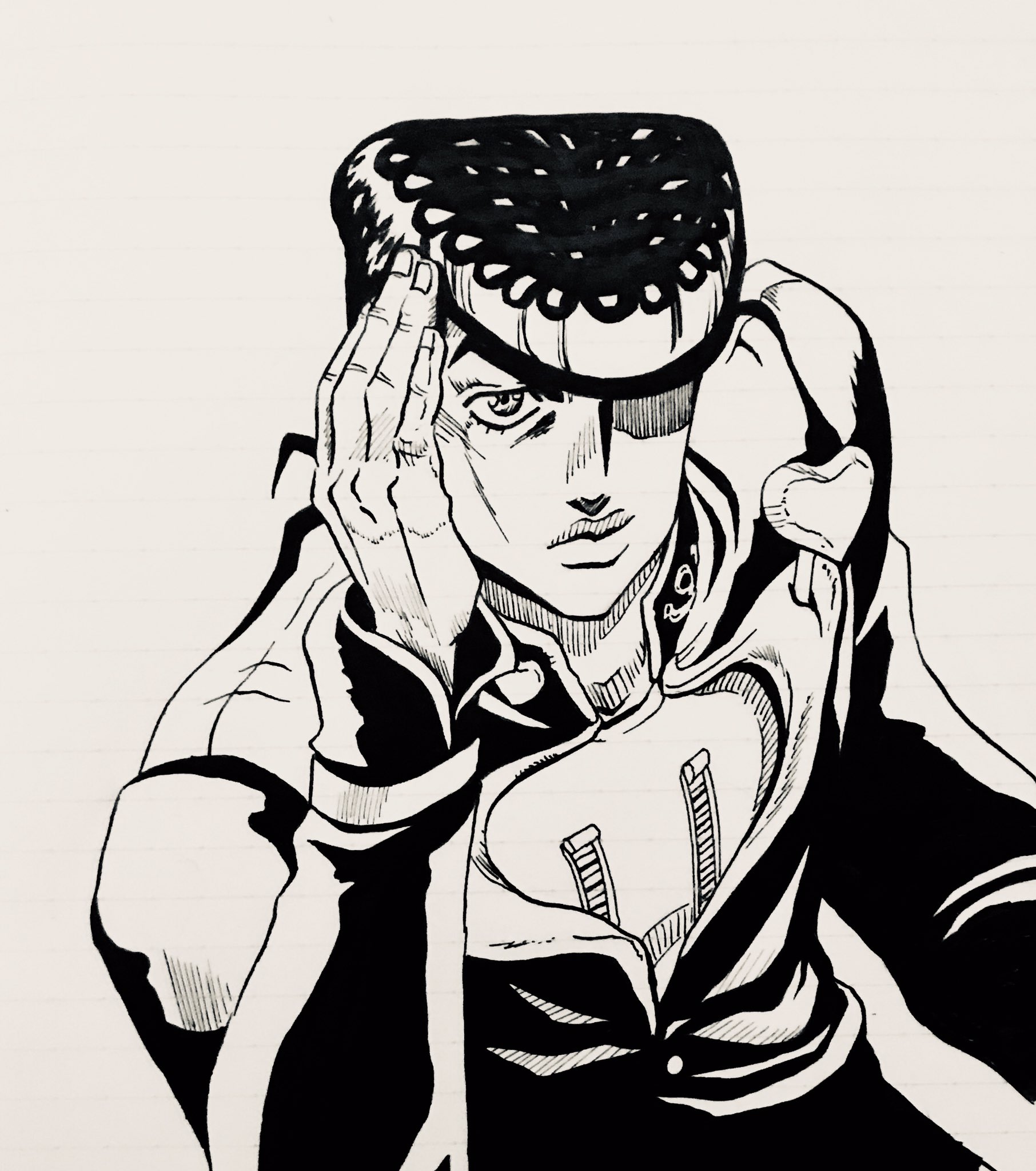 Ari Twitterissa 東方仗助 荒木先生のラフ画のポーズで ジョジョの奇妙な冒険 ジョジョ Jojo イラスト アナログ イラスト Illustration Illust 東方仗助 T Co Z6uggda9zf Twitter