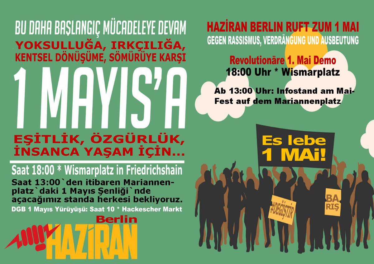 Haziran Berlin (@haziranberlin) on Twitter photo #Birlikte1Mayısa
EŞİTLİK, ÖZGÜRLÜK, İNSANCA YAŞAM İÇİN...
Haydi 1 MAYIS`A <a href="/HaziranBerlin/">Haziran Berlin</a> @BirlesikHaziran #Birlikte1Mayısa
EŞİTLİK, ÖZGÜRLÜK, İNSANCA YAŞAM İÇİN...
Haydi 1 MAYIS`A <a href="/HaziranBerlin/">Haziran Berlin</a> @BirlesikHaziran