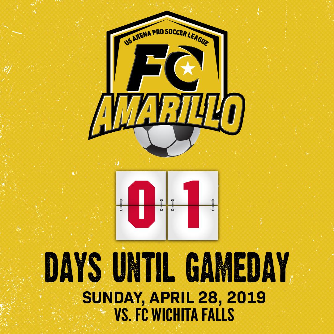 FC_Amarillo's tweet photo. TOMORROW IS THE BIG DAY! Our first official home game of the season at the Amarillo Civic Center - game starts at 4:00 PM, doors will open at 3:00 PM! Get your tickets now - (806) 350-7277 ⚽️ #ItsTheFinalCountdown #FCAmarillo #ProSoccer #USAPSL #ComeKickItWithUs https://t.co/k0VbDOycX7