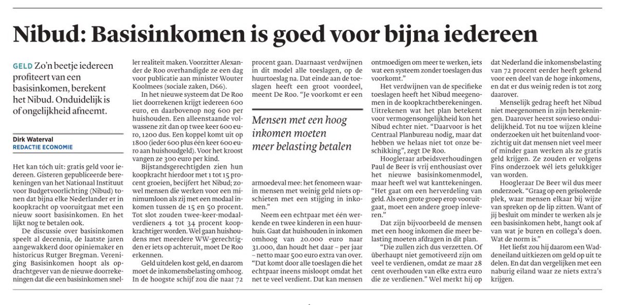 ✳️ Nibud: basisinkomen goed voor bijna iedereen 
✳️ Het kan toch ✌️

✳️ Probeer het dan nu eindelijk eens een keer serieus uit...

via <a href="/trouw/">Trouw</a>