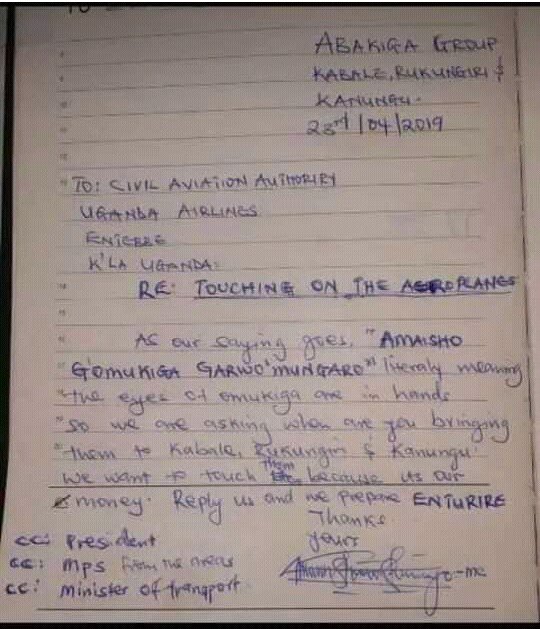 RugyendoQuotes's tweet image. Some of my Bakiga kin don't believe we have the #UgandaAirlines #Bombardiers! They want to first touch them and I support them. "Amaisho G'omukiga gari omungaro." Meaning: Bakiga Do not believe without seeing. #flythecrane