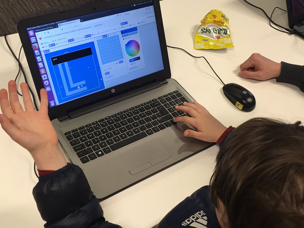 liverpoolcode's tweet image. #bitsy game creation under way at today’s @CodeClub 👾 we’ve got cats that want to collect tickets, autobots that get teleported between levels, and lots more.