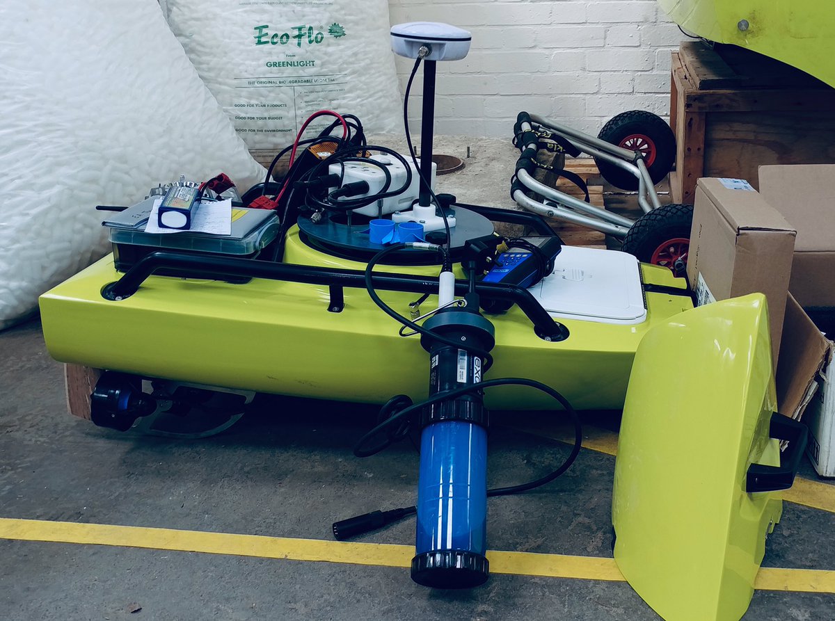 Nick_Everard's tweet photo. A lovely big pile of tech for field demo with @AndrewBoothEA @EnvAgencyNW & @markfranklin77 @ScottishEPA! #ARCLite boat, #M9ADCP, #YSIEXO2 multiparameter #WaterQuality sonde. Rivers, lakes ‘n’ lochs. Depth, currents, quality w small unmanned boat. #FutureHydro. https://t.co/hVrmfDQMy7