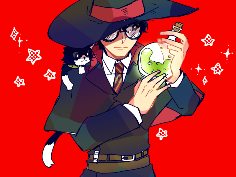 ぁﾚﾆょ お題 魔法使いor魔女 P5dの魔法使いローブぺごくん ペルソナ版深夜の真剣お絵描き60分一本勝負