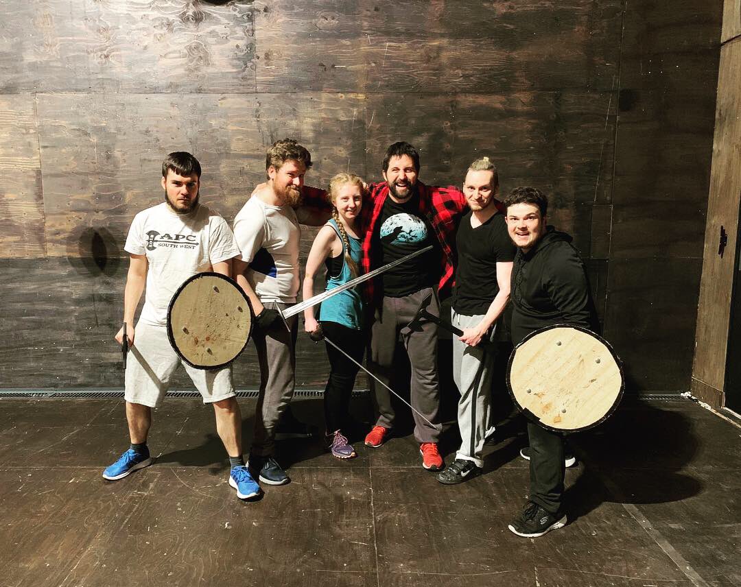 ActionEmporium's tweet photo. A great day in Stratford today, celebrating #ShakespearesBirthday, firstly using our #fightteam for a #stagecombat display &amp; workshop, and all 5 did an incredible job, huge thanks for their hard work! I was very proud watching them perform in The Other Place 😄⚔️#APCRepresent https://t.co/50T9KVkYfI