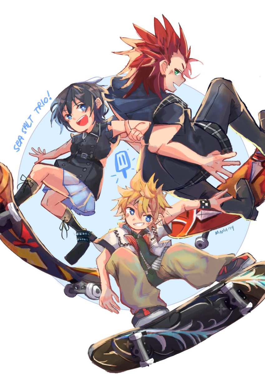 .... who says skateboarding is passé ????????
#kh3 #KingdomHearts #axel #roxas #xion #seasalttrio