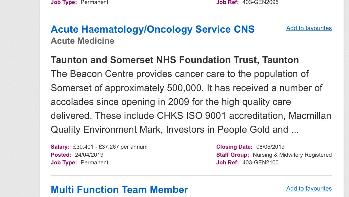 Fantastic opportunity for band 5/6 nurses to join our dynamic acute haemato-oncology team.......