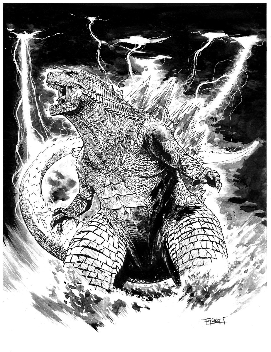 King of Monsters, Drawn on 11x14 bristol. #GodzillaMovie #GodzillaKingOfTheMonsters 