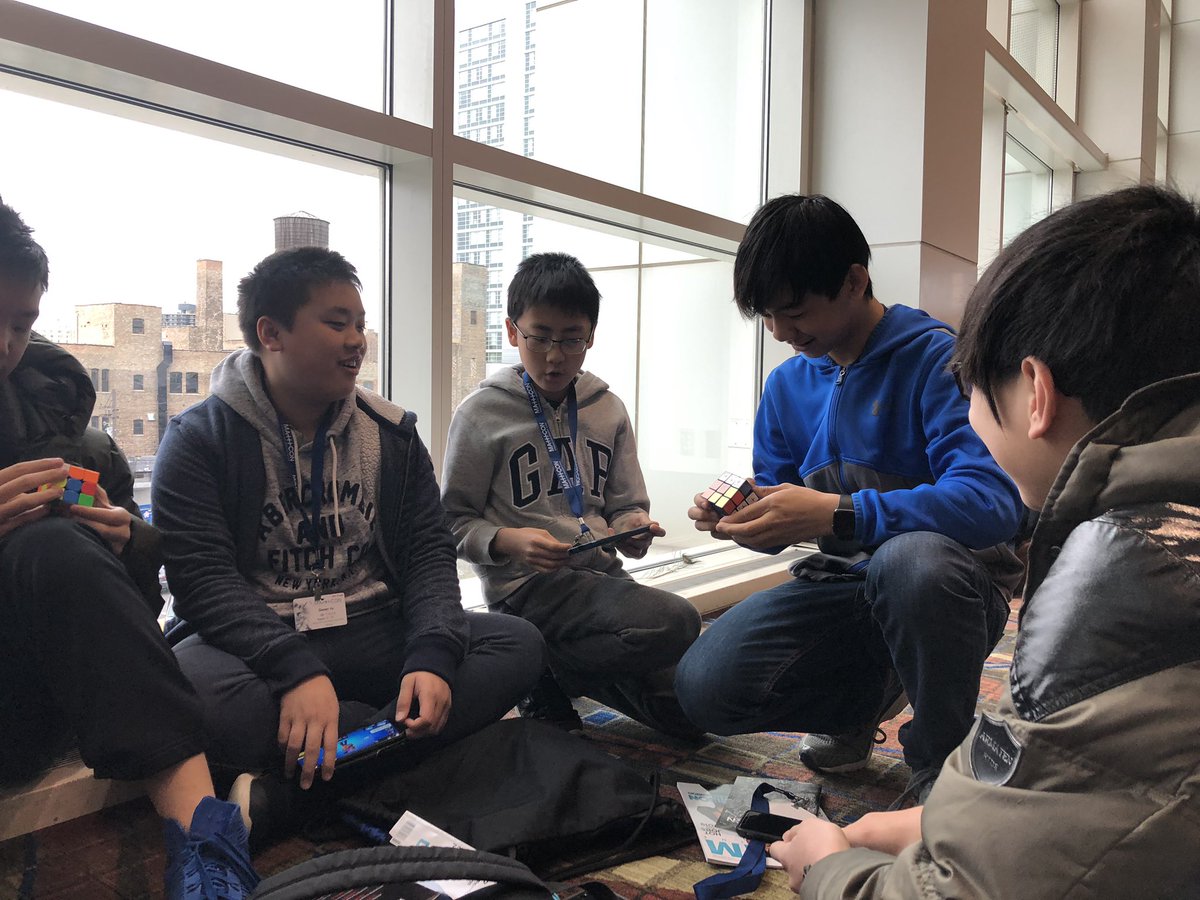 DrChrisMurphy's tweet image. Practicing for the Rubik’s Cube challenge @MathCON #MathCON2019