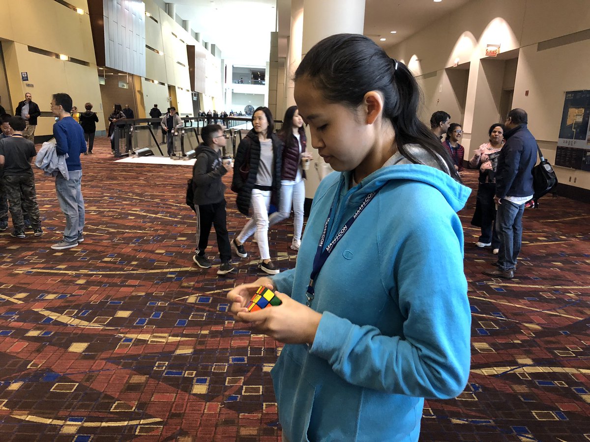 DrChrisMurphy's tweet image. Practicing for the Rubik’s Cube challenge @MathCON #MathCON2019