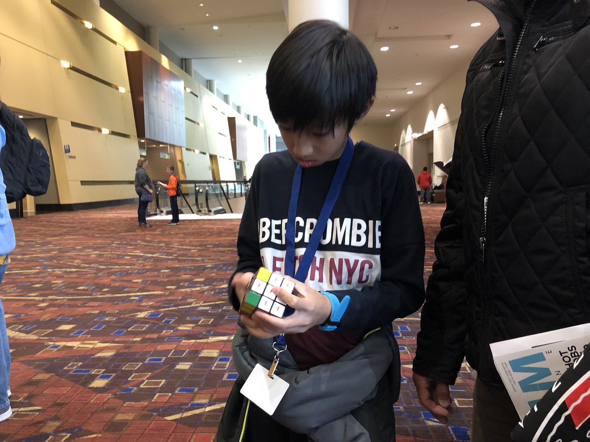 DrChrisMurphy's tweet image. Practicing for the Rubik’s Cube challenge @MathCON #MathCON2019