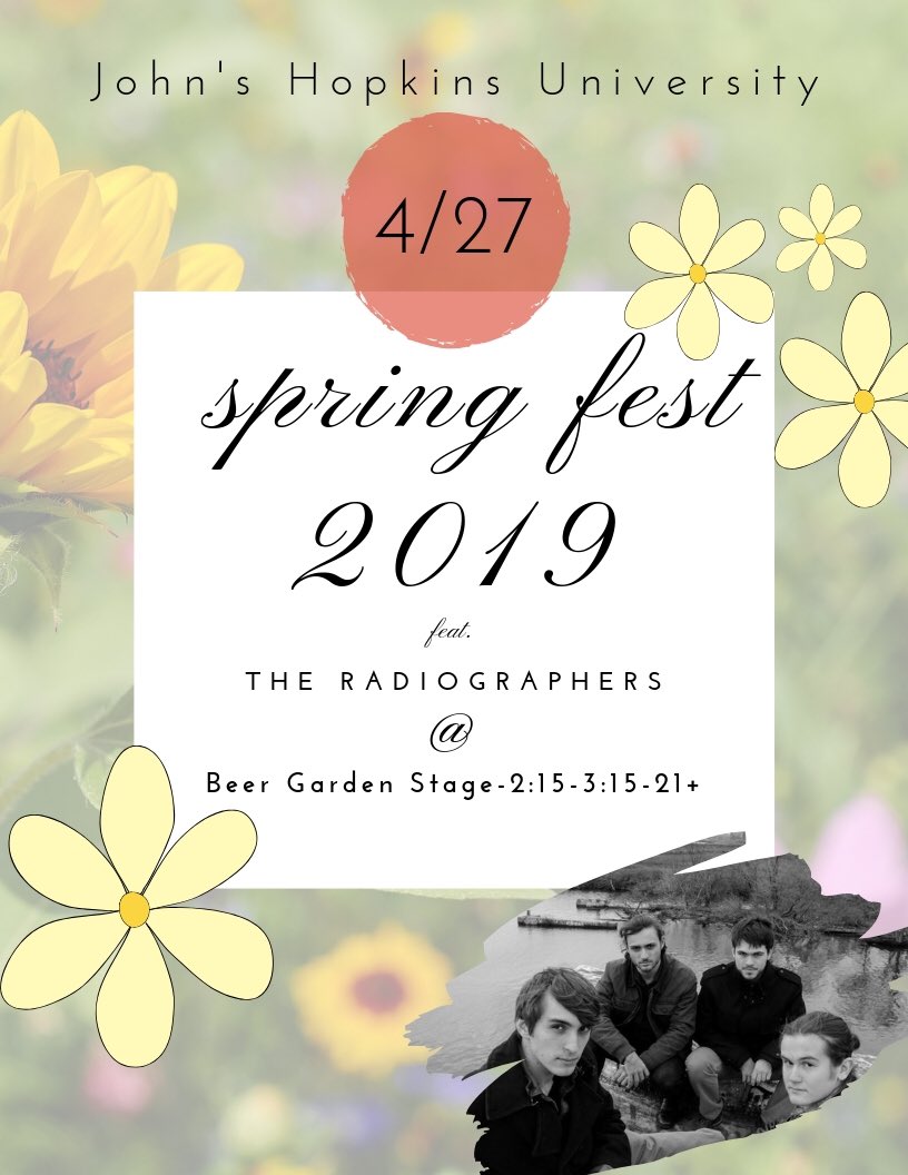 Playing <a href="/JHUSpringFair/">Spring Fair</a> today at 2:15! We’ll see y’all at the beer garden stage, yee haw 🤠