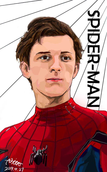 #アベンジャーズ
#スパイダーマン
#絵描きさんと繋がりたい 
スパイダーマン ホームカミングよりピーター(トム・ホランド)を描きました!
画風はキータタット・シティケットさんというタイのアーティストのイラストを参考にしています。 