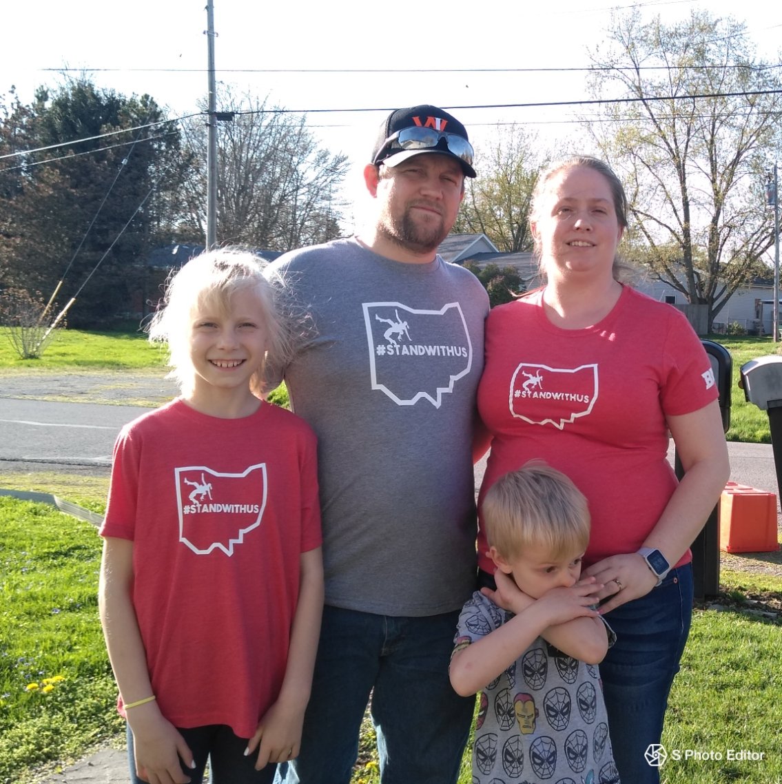 Just got our #standwithus shirts!!  Chloe loves wrestling and we Support female Wrestling in Ohio. Join the movement!!
