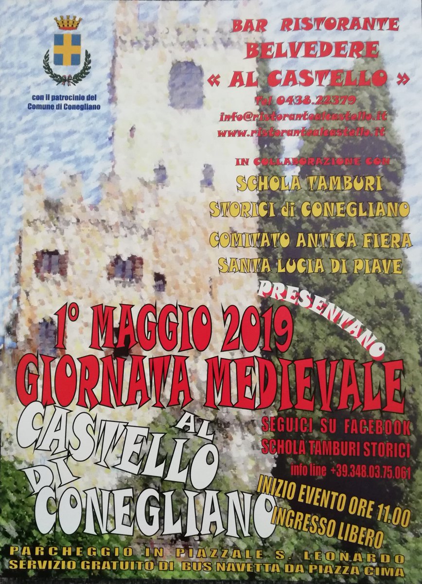 AnticaFiera's tweet photo. Come ogni anno, anche quest'anno il 1 maggio ci trovate al Castello di Conegliano per una magnifica GIORNATA MEDIEVALE  in compagnia dei nostri amici Schola Tamburi Storici di Conegliano! Vi aspettiamo! #anticafiera https://t.co/VlEV92i08u