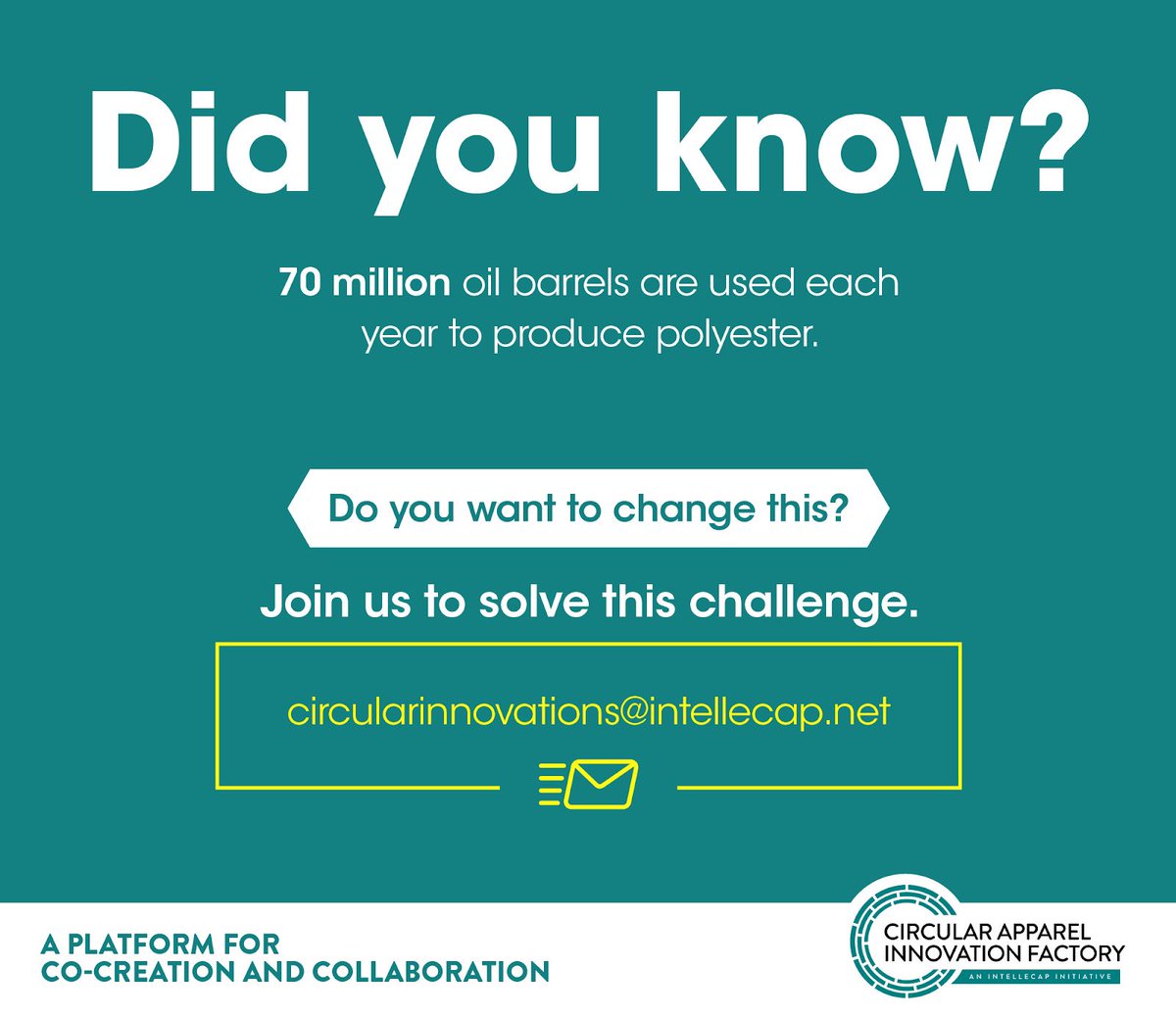 ApparelCircular's tweet photo. #Polyester is a #synthetic petroleum-based fibre. It is not biodegradable. The production of uses harmful chemicals and if untreated it can cause #environmentaldamage.
Join us in our efforts to the make #indianapparel more circular. Write to us:circularinnovations@intellecap.net https://t.co/0Y32edDYqr