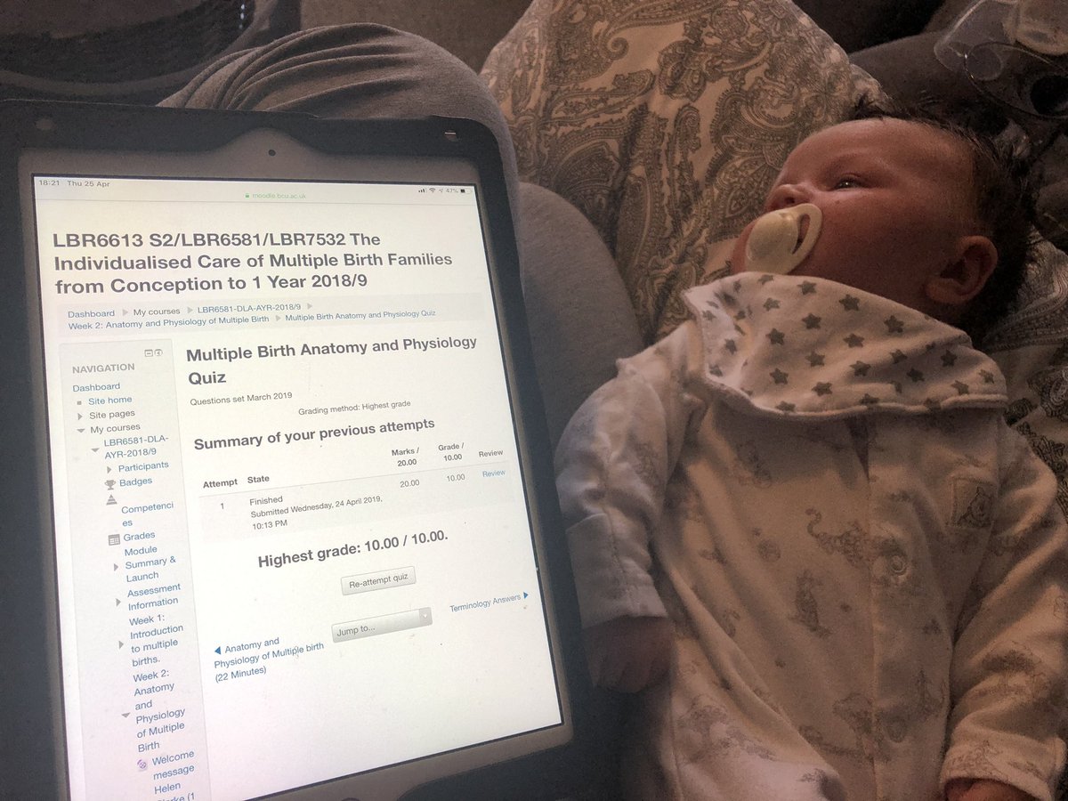 courtneynicu's tweet image. Thursday evening working my way through my @MyBCU @births_multiple #multiplebirths online module while cuddling my three week old baby jack 💙 yes 100% on that quiz 😉 #neonatalnurse #multitaskingmom #multiples