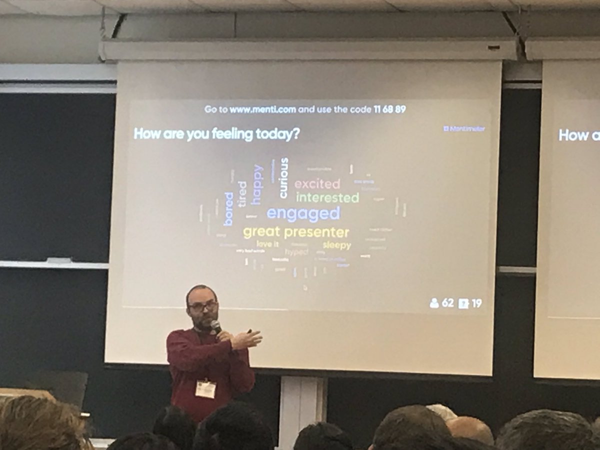 vretta's tweet photo. “Engaged” (was the top response) at #GianMichelePileri’s presentation! #DigitalTools @FieldsMathEd @humbercollege #mathematics #MathEdForum https://t.co/oCkvrWfvy0