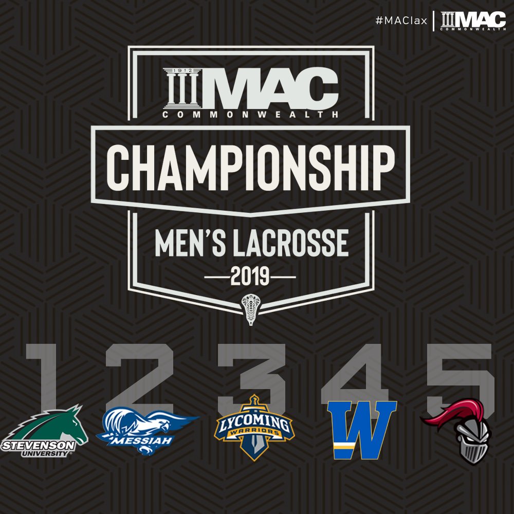 MLAX: 2019 MAC Commonwealth Men's Lacrosse Championship field is set! 1. <a href="/GoMustangSports/">Stevenson University Mustangs</a> 2. <a href="/MessiahSports/">Messiah Athletics</a> 3. <a href="/lycoathletics/">lycoathletics</a> 4. <a href="/WidenerSports/">Widener Athletics</a> 5. <a href="/Arcadia_Knights/">Arcadia Knights</a> #MACchamps #MAClax #d3lax #NCAAD3