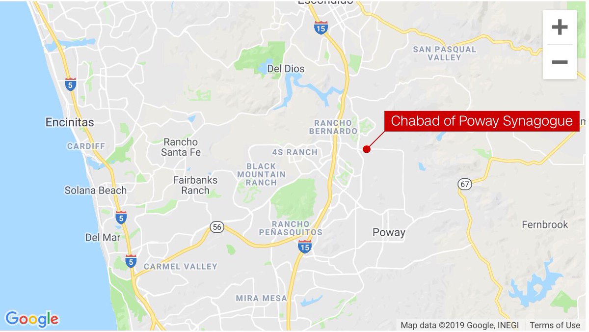 ‪BREAKING: Another synagogue shooting!‬

‪Hospital expecting four patients as multiple people gunned down at #Chabad Congregation in Poway, north of San Diego. Man detained for questioning.‬

‪#PowayShooting #ChabadShooting #PowaySynagogueShooting‬
‪https://www.cnn.com/2019/04/27/us/san-diego-synagogue/index.html‬