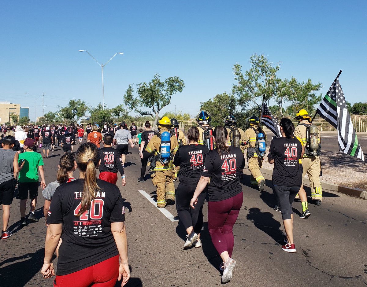 jknapfel's tweet photo. Beautiful day for #PatsRun this morning. This was my third year in a row doing the 4.2 mile course. Happy with my 00:42:59 finish as I really haven't got much running in lately. A great day to honor Pat's legacy and support the @pattillmanfnd. #PT42 #PatsRun2019 https://t.co/49M0gh0myH