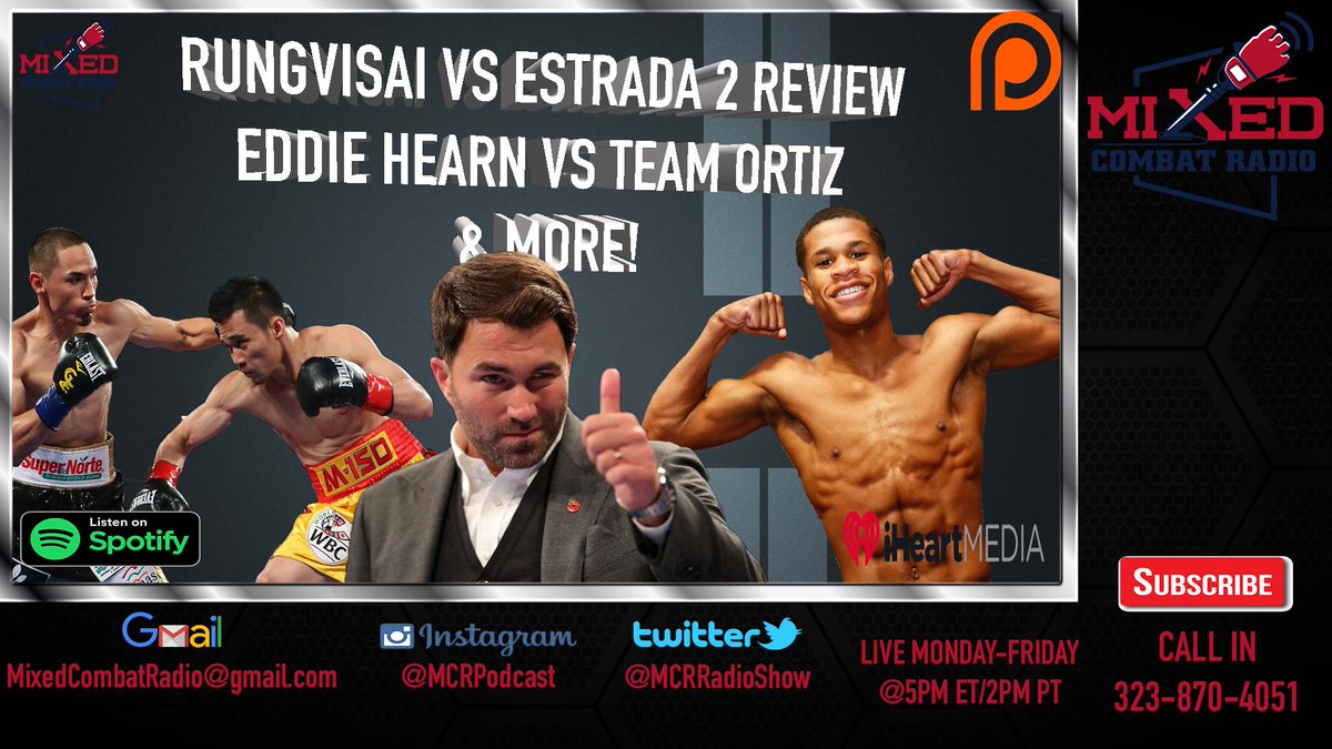 MattHunterMCR's tweet photo. 🚨Rungvisai vs Estrada 2 REVIEW🔥Eddie Hearn vs Team Ortiz👀Campbell vs Haney NEWS🎙 https://t.co/0UX39hrm1E
#MixedCombatRadio #RungvisaiEstrada2 #RomanDoheny #JoshuaOrtiz #JoshuaRuiz #CampbellHaney #Boxing https://t.co/7YjW1kq8VI