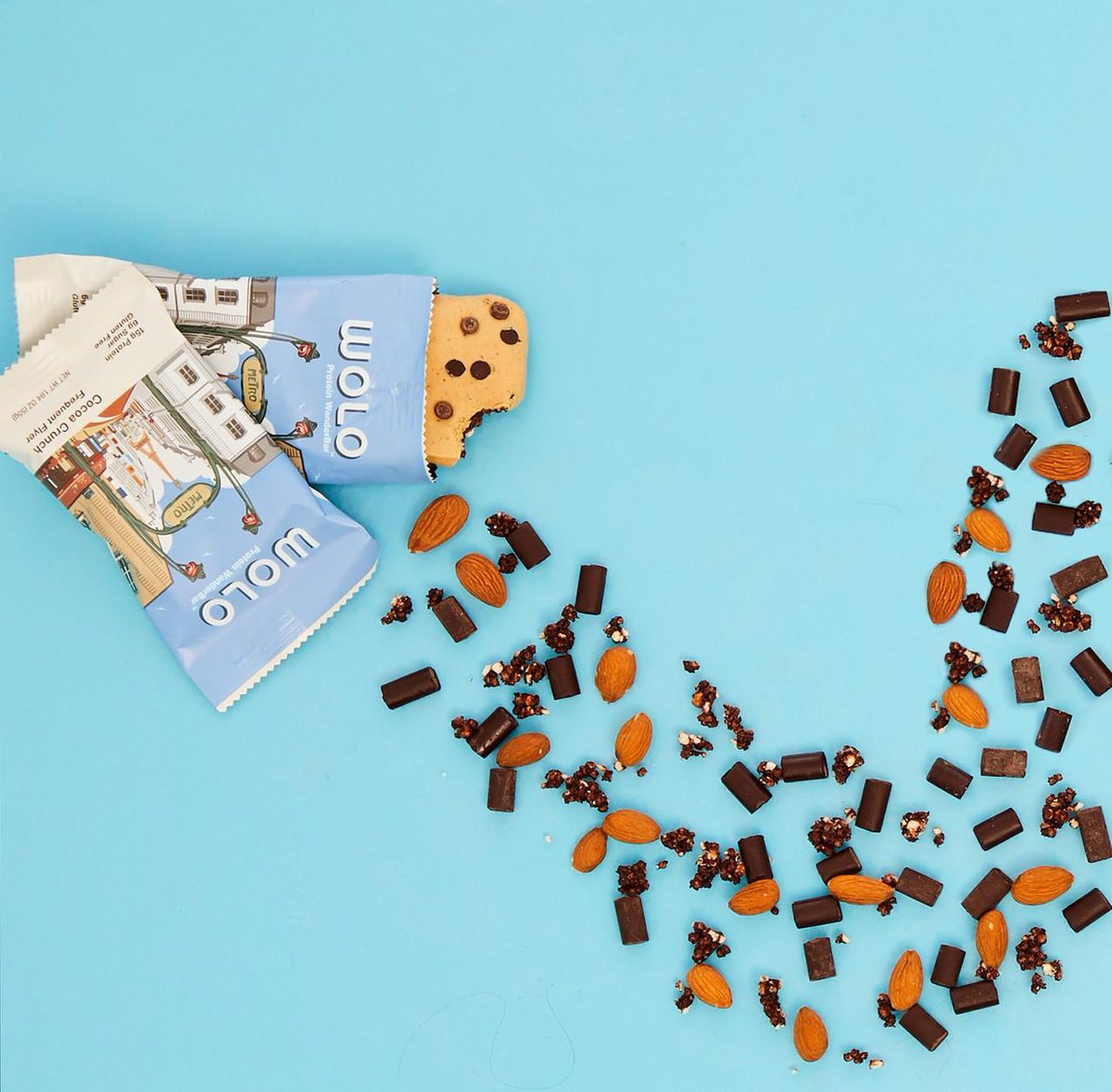 wolosnacks's tweet photo. We've poured our hearts in to every flavor creation, and some chocolate and almonds too 🙃 #WOLO #WOLOSnacks #WOLOWanderer #wanderbar #travel #travelgram #igtravel #proteinbar #glutenfree #soyfree #proteinsnack #protein #wheyprotein #turmeric #vitaminC #fiber #antioxidants https://t.co/okS9tfWUJe