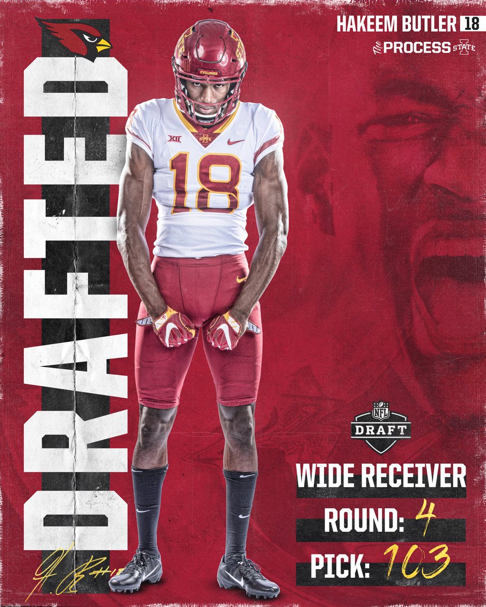 Ames➡Arizona With the 103rd pick of the 2019 NFL Draft, the Arizona Cardinals select Hakeem Butler, wide receiver from Iowa State. ⁦@410Keem⁩ #ProveIt #NFLDraft 🌪🚨🌪