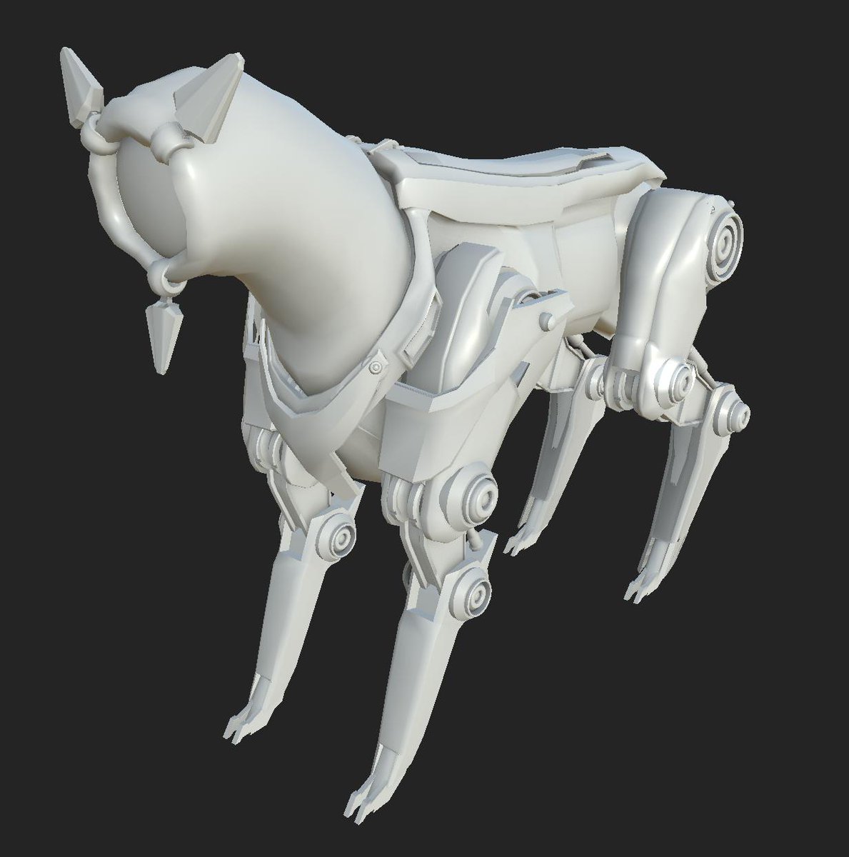 トコシエで出てくる顔なし犬型ロボット いちいち描くのが面倒なのでざっくりモデリ モグモのイラスト