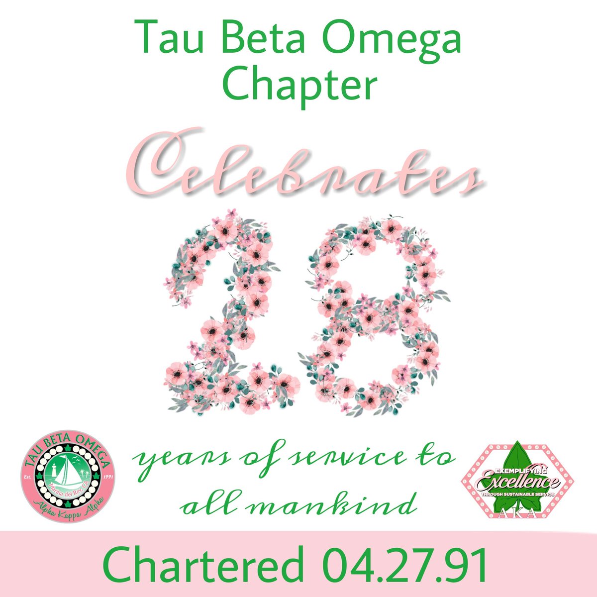 AKA_TBO's tweet photo. Tau Beta Omega is extremely proud to be celebrating 28 years of service to the metropolitan Los Angeles communities.
Since 1991 TBO is still exemplifying excellence.
#CharterDay #Chapterversary #Service #Scholarship #Sisterhood #AKA1908 #AKAFWR #TBΩ #TauBetaOmega #AKATBO https://t.co/dlTkQcgwj7