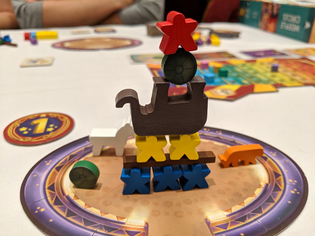 DRossiter87's tweet photo. Having a game-tastic time with @rulescardiff #RulesCon. Currently showing off my #MeepleCircus skills. Thank you @hoisakura for the invite https://t.co/bDvLpvQNGr