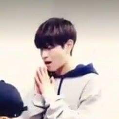 Is he praying sjcjahx. I mean, woojin singing day6 song so no wonder why he's this shook