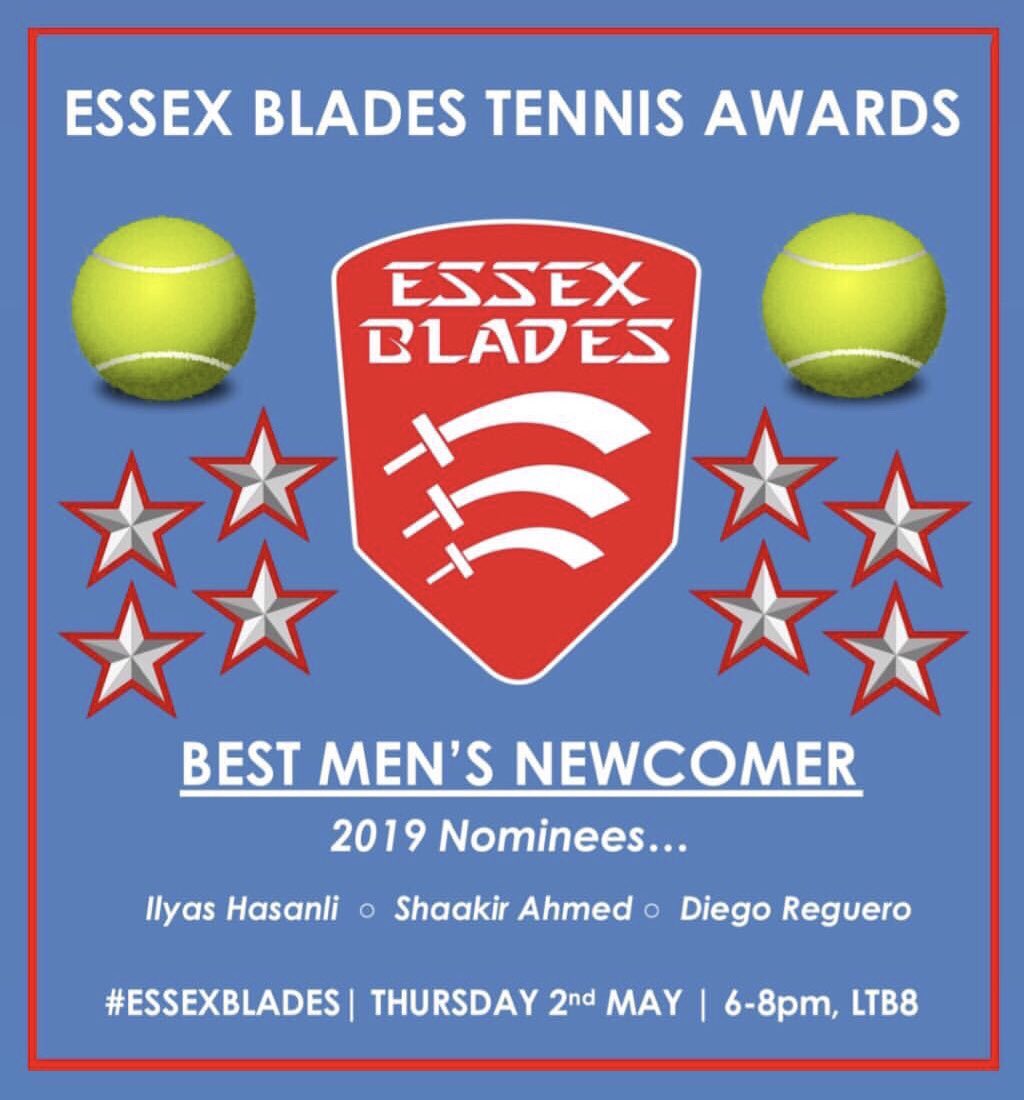 Tennis club awards! 🎾 Nominations for “Best in training”, “Best match win”, “Best women’s newcomer” and “Best men’s newcomer” from the past few days!! Under a week to go now 🤩🤩 #unitennis #tennisawards #essexblades