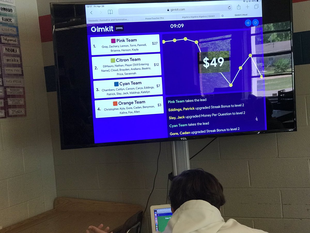 spedgeek's tweet photo. To celebrate the end of EOC testing, Mrs. McCloskey’s class got their @gimkit on yesterday. Gaming in Algebra...who says learning can’t be fun! #BartlettAcademy #BCS1BestThing #edtechchat #teachingoutsideofthebox @AmyJurkovic #mathchat https://t.co/KkKauqijF6