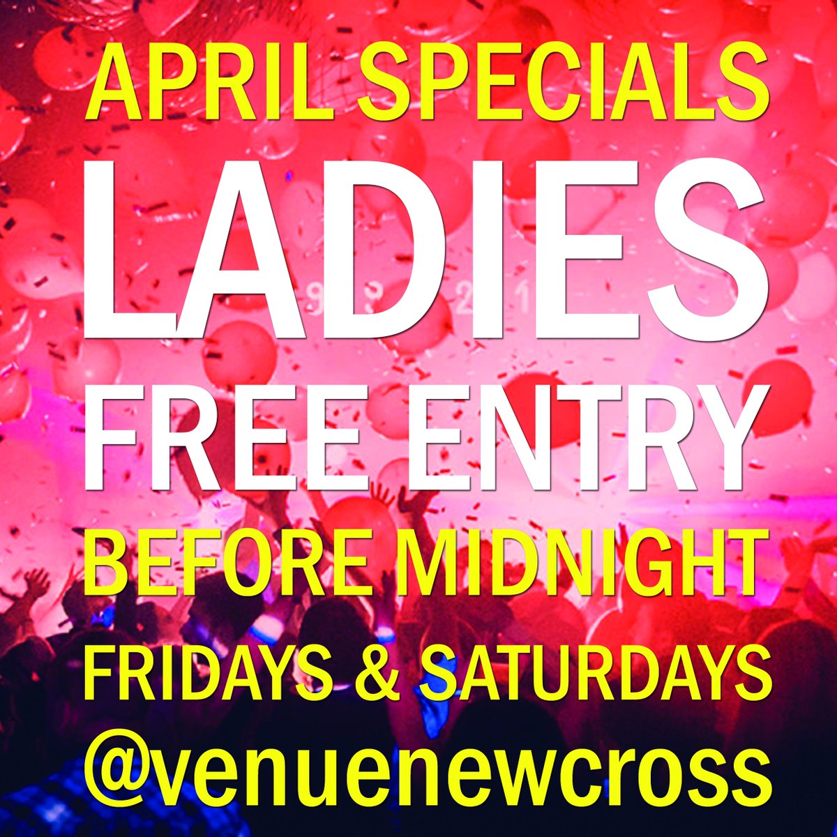 VenueNewCross's tweet photo. π¨TONIGHT!π¨ LADIES FREE ENTRY before midnight as part of our April Specials. Let's party!
#venuenewcross #newcross #venuenightclub #thevenuenightclub #TheVenue #se14 #venners #vennerz #thevenuenewcross #girlgang #studentnightout #girlsnightout #clubbing #nightclubs #goodtimes https://t.co/ZmULDq1R5Y