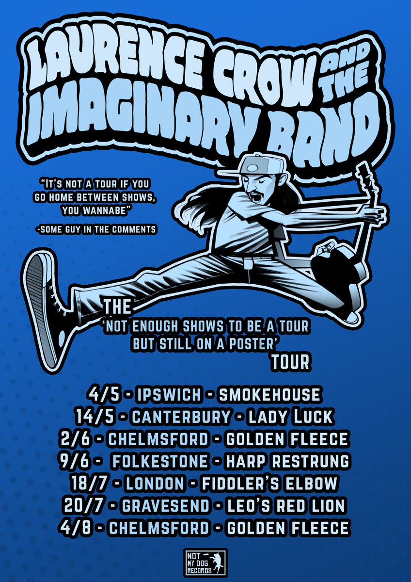 A wise man once told me 'it's not a tour if you go home between shows, you wannabe'. So here is definitely not a tour.

Check out the awesome artwork by Robert Valley, too! He's amazing!!

#robertvalley #tour #notatour #musician #band #acoustic #singer