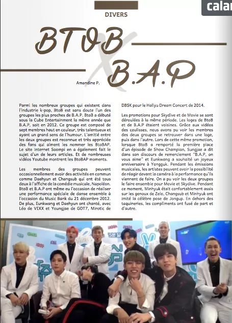 DailyzMag's tweet photo. DAILY'Z MAG N°9
- BTOB X B.A.P  -

« Sungjae a dit dans son discours de remerciement "B.A.P on vous aime". »

Découvrez cette amitié née entre deux groupes en lisant notre article page 30 ! 👉 https://t.co/lJFQw4pggp https://t.co/TPAIQtTw50