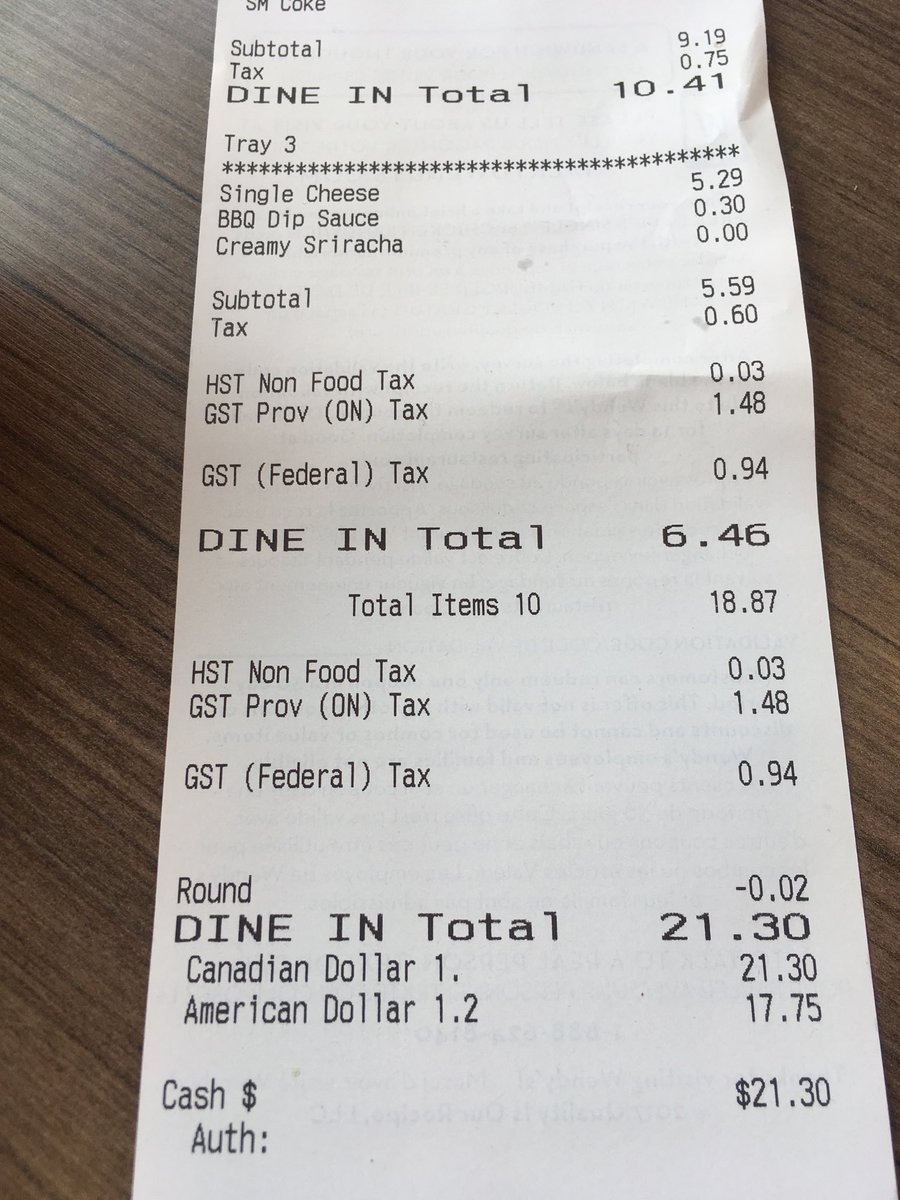 Just at ⁦<a href="/Wendys/">Wendy’s</a>⁩ and noticed on bill a 3cent non food tax that was rounded out 5 cents. Asked them but they didn’t know. It’s not HST. It’s a mystery - does anybody know ?