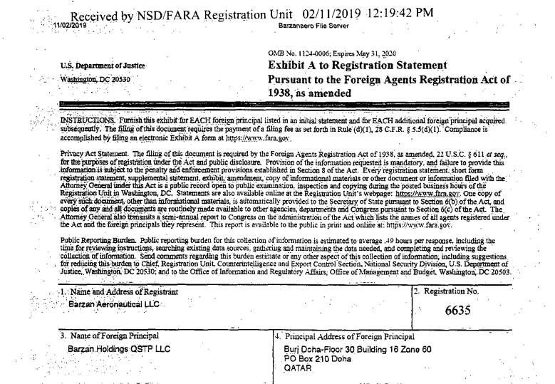 ErinBanco's tweet photo. Lots of questions circulating in intel community on this LLC that is working on a aeronautical project in SC. Owned by Qatari Armed Forces. https://t.co/JInRdhyzm0